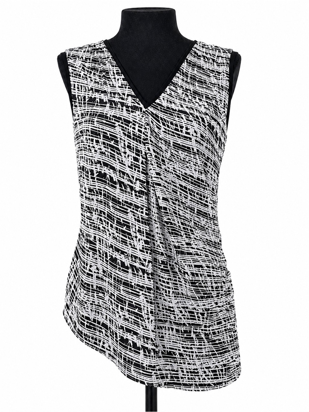 White House Black Market Black & White V-Neck Sleeveless Camisole